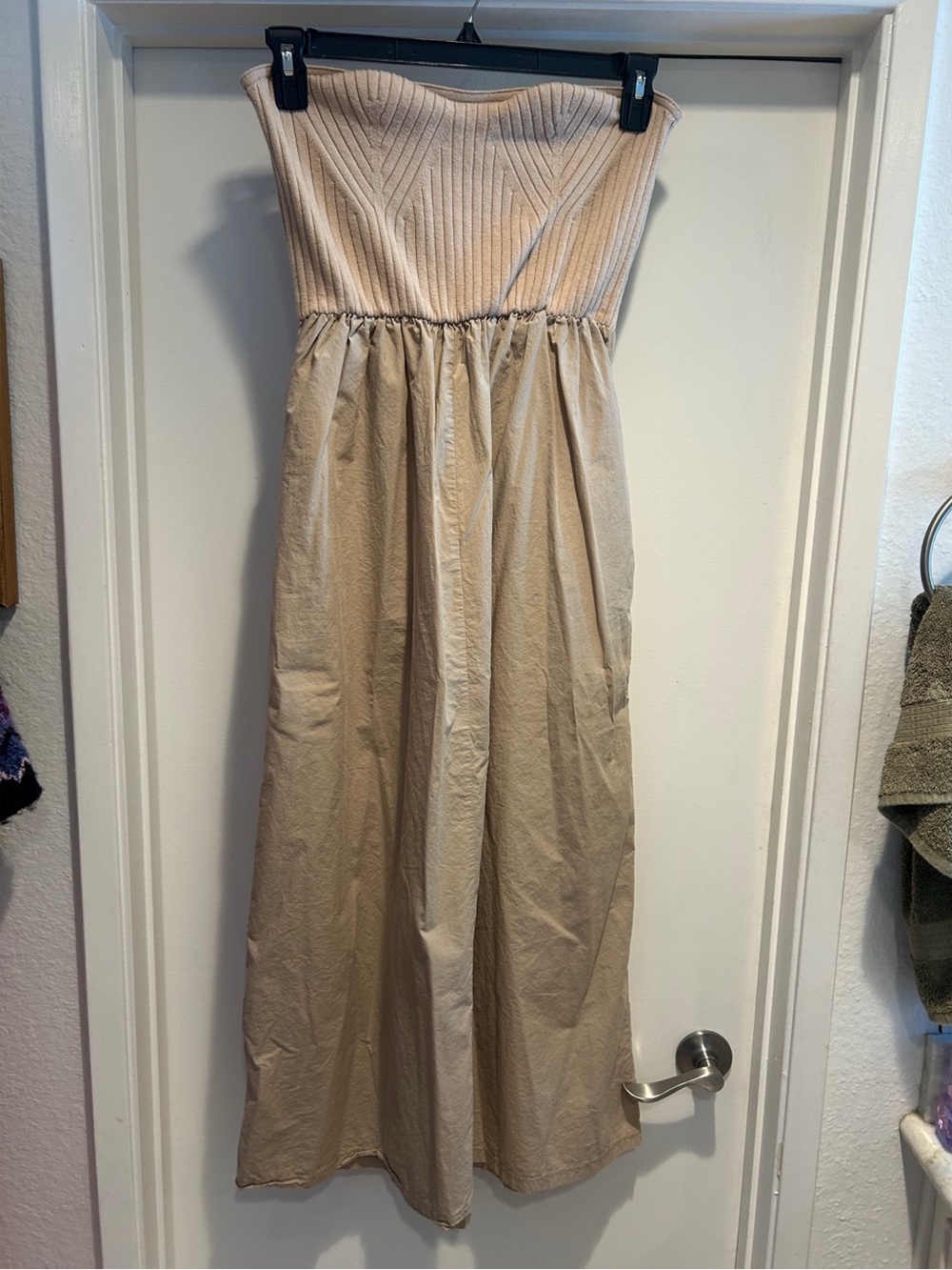 Strapless Ribbed Top Midi Dress